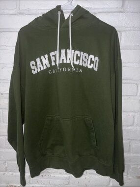 San Francisco Graphic Olive Hoodie Sweatshirt Size 2XL